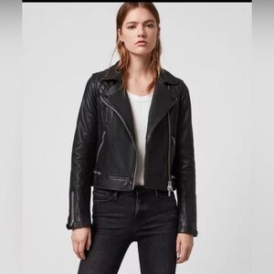 AllSaints ALLSAINTS Conroy Leather Moto Jacket In Black Size 10 EUC